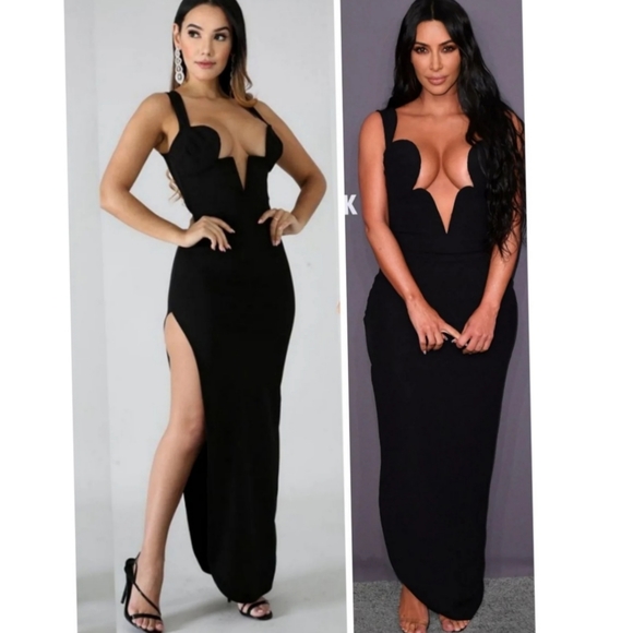 Savage Black Sexy Maxi Dress Sz M - Picture 5 of 5